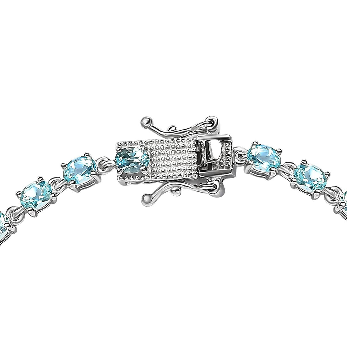 Santamaria Aquamarine Bracelet (Size - 8) in Platinum Overlay Sterling Silver 4.99 Ct. 7194277 4