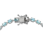 Santamaria Aquamarine Bracelet (Size - 8) in Platinum Overlay Sterling Silver 4.99 Ct.