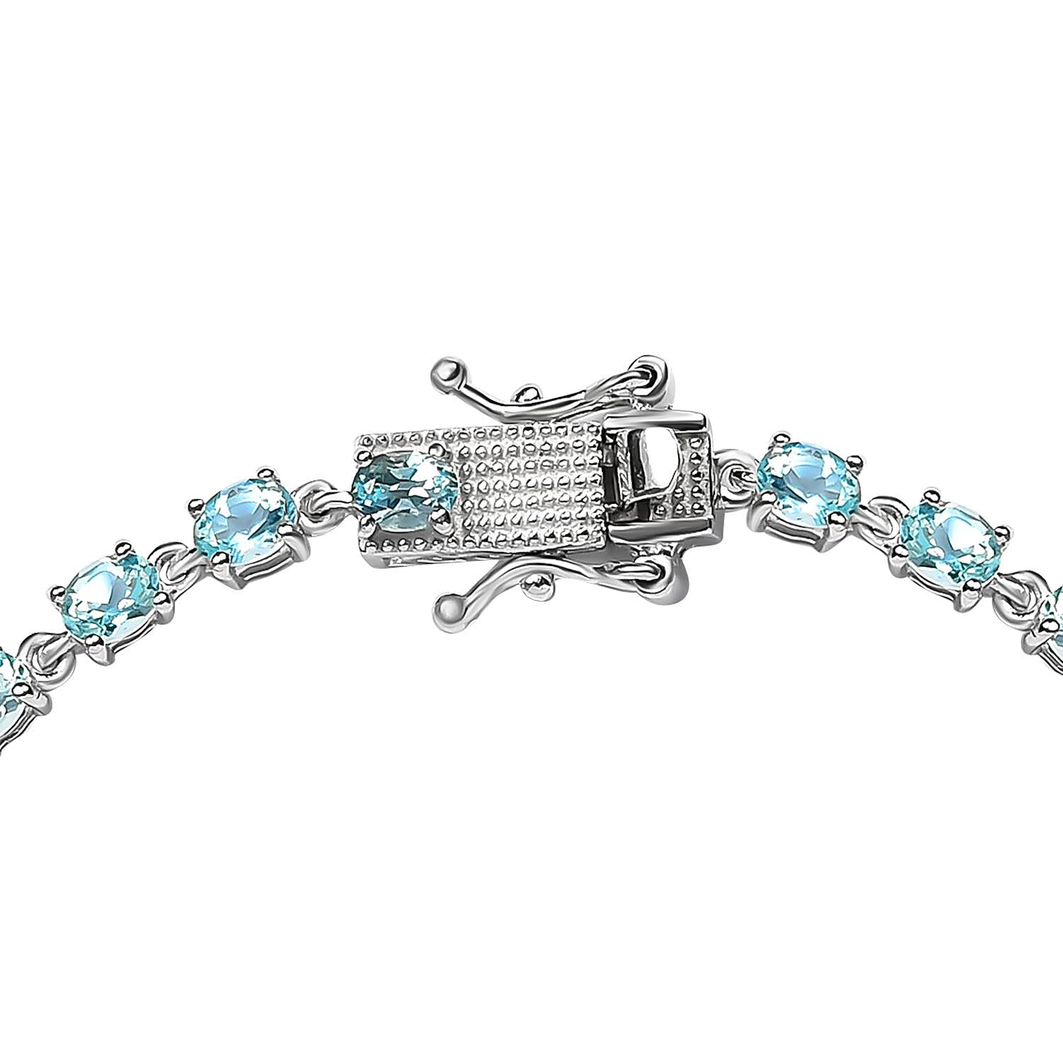 Santamaria Aquamarine Bracelet (Size - 8) in Platinum Overlay Sterling Silver 4.99 Ct. 7194277 4