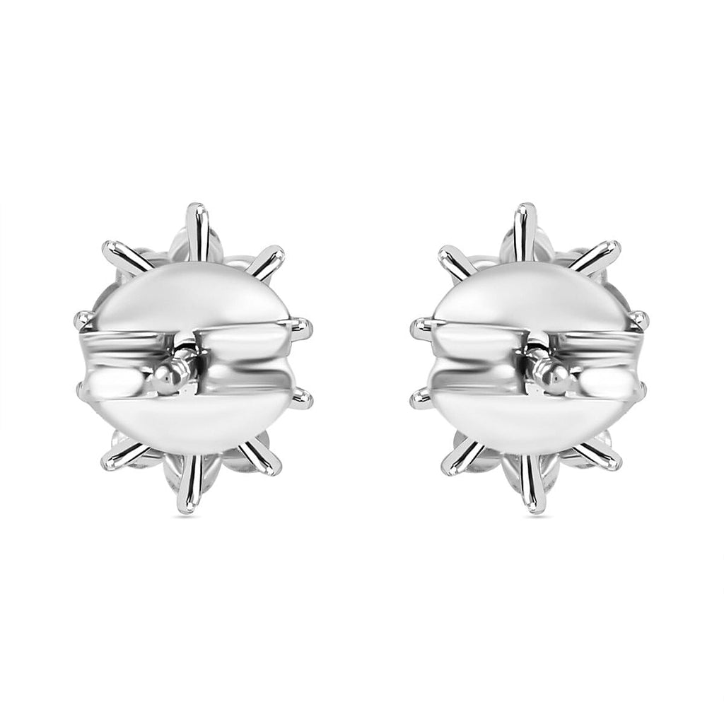 Santamaria Aquamarine & Natural Zircon Stud Earrings in Rhodium Overlay Sterling Silver