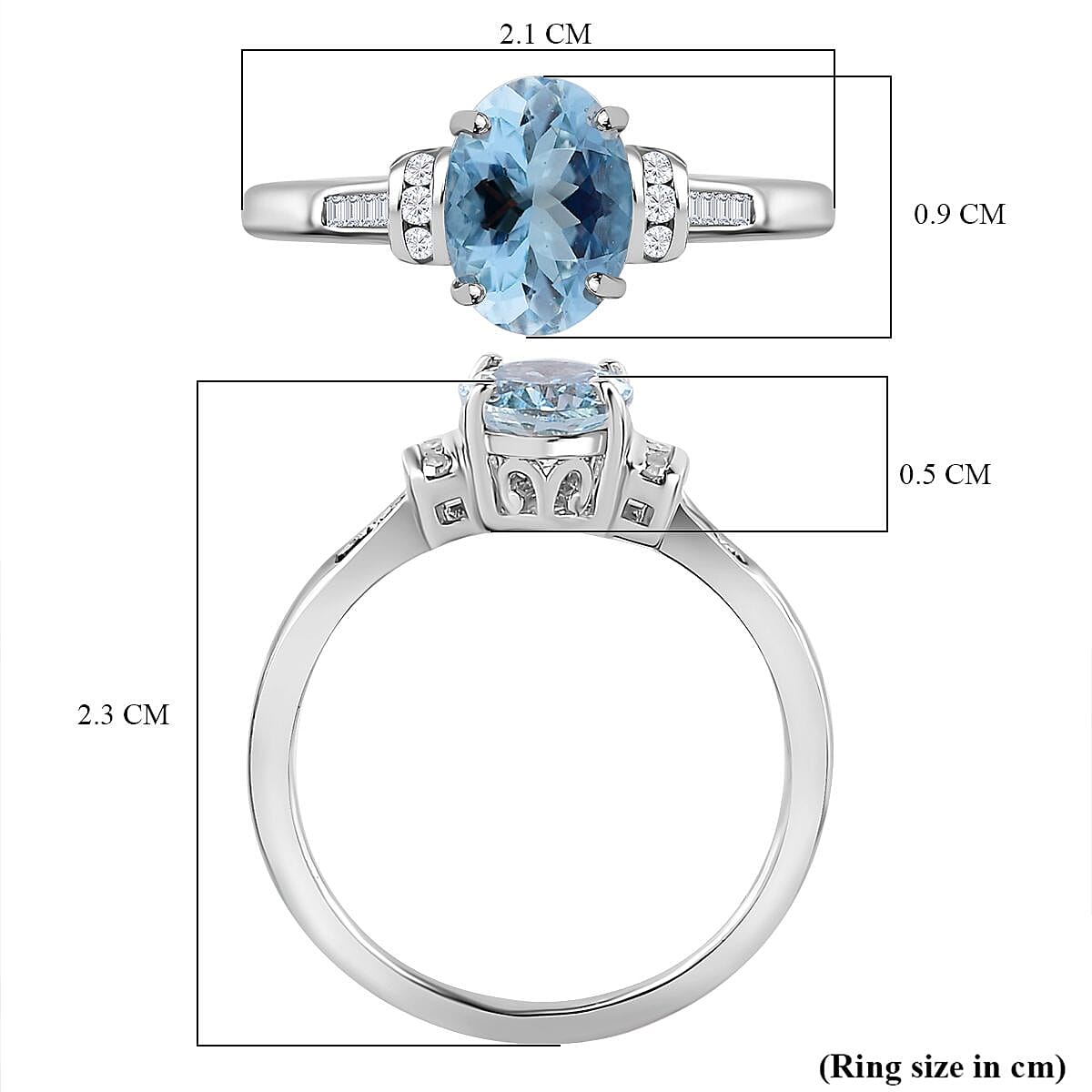 Santamaria Aquamarine &amp; Diamond Ring in Platinum Overlay Sterling Silver 1.27 Ct 7721741 5