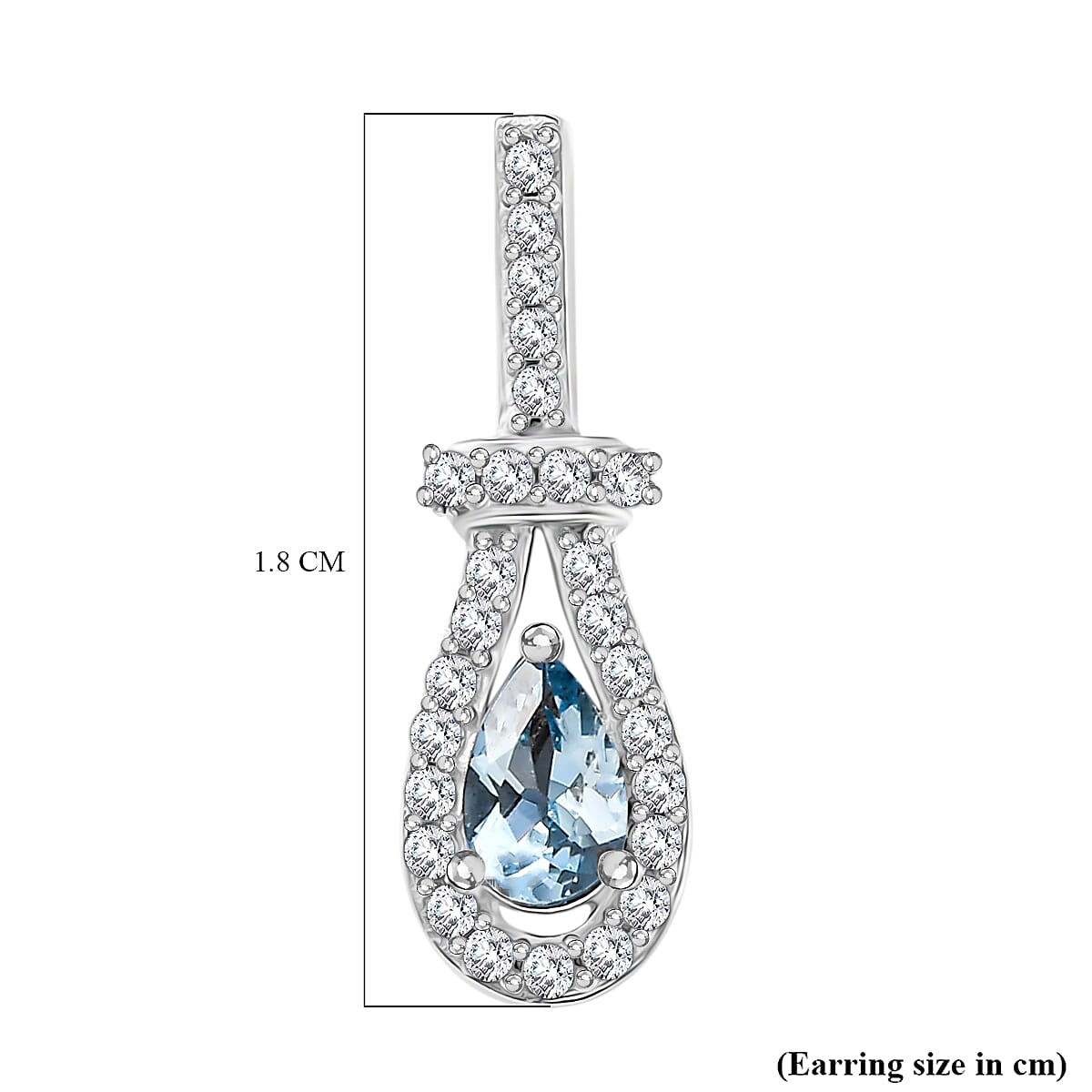 Santamaria Aquamarine &amp; White Zircon Push Back Earrings in Rhodium Overlay Sterling Silver 1.92 Ct. 8065193 6