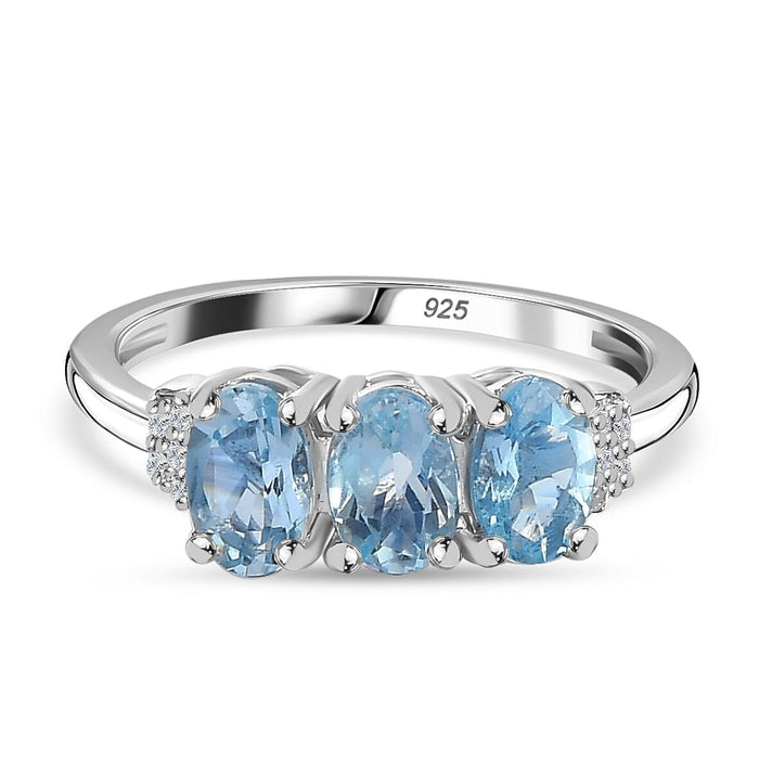 Santamaria Aquamarine &amp; Natural Zircon Ring in Platinum Overlay Sterling Silver 1.28 Ct 7721681 1