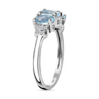 Santamaria Aquamarine & Natural Zircon Ring in Platinum Overlay Sterling Silver 1.28 Ct