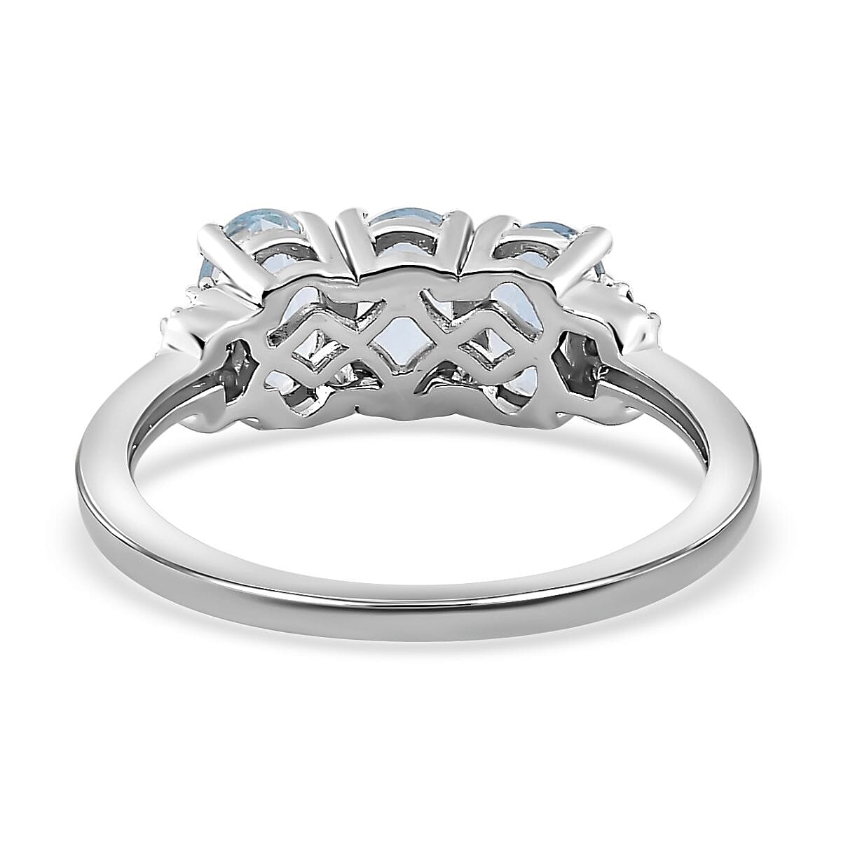 Santamaria Aquamarine &amp; Natural Zircon Ring in Platinum Overlay Sterling Silver 1.28 Ct 7721681 4
