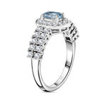 Santamaria Aquamarine & Zircon Ring in Rhodium Overlay Sterling