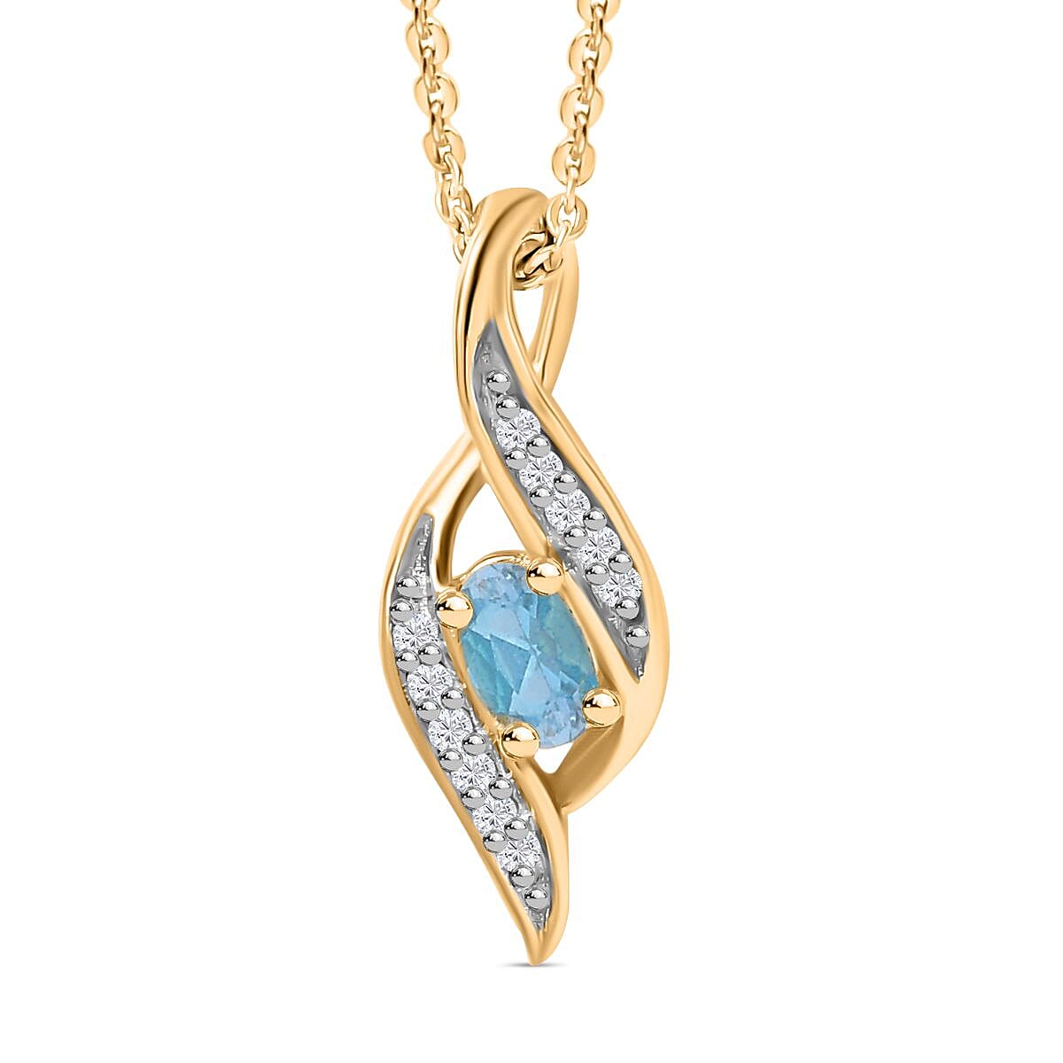 Santamaria Aquamarine and Zircon Twist Pendant with Chain (Size 20) in 18K Yellow Gold Vermeil Sterling Silver 4294554 0