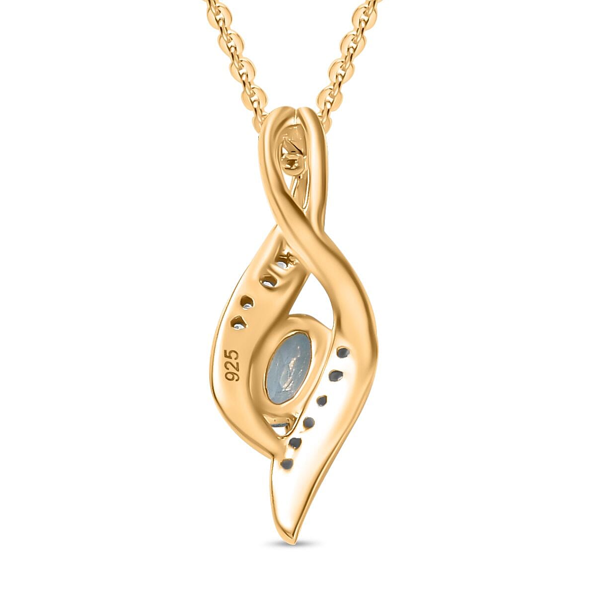 Santamaria Aquamarine and Zircon Twist Pendant with Chain (Size 20) in 18K Yellow Gold Vermeil Sterling Silver 4294554 5