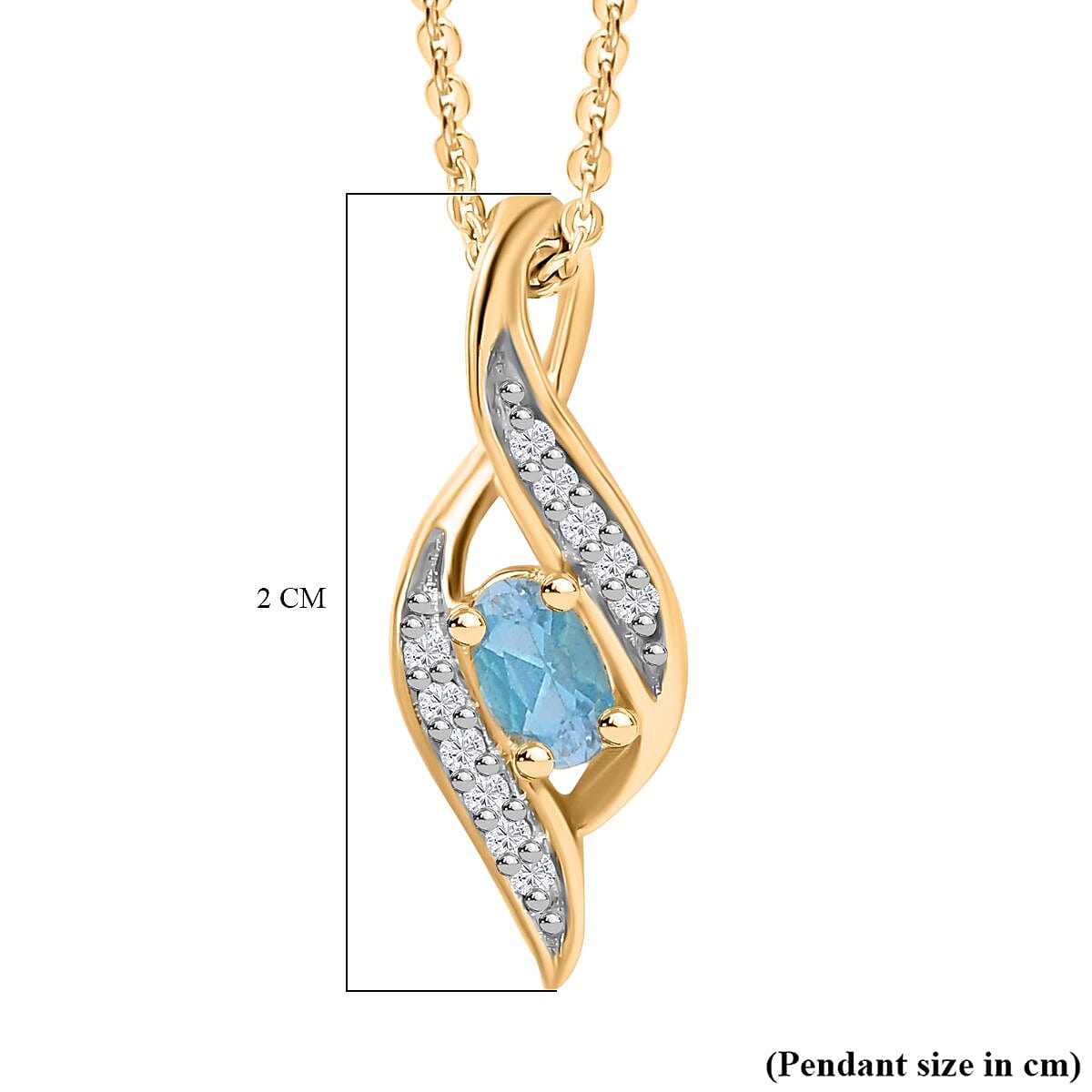 Santamaria Aquamarine and Zircon Twist Pendant with Chain (Size 20) in 18K Yellow Gold Vermeil Sterling Silver 4294554 7