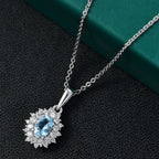Santamaria Aquamarine & White Zircon Pendant with Chain (Size 20) in Rhodium Overlay Sterling Silver.