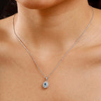 Santamaria Aquamarine & White Zircon Pendant with Chain (Size 20) in Rhodium Overlay Sterling Silver.