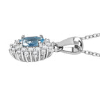 Santamaria Aquamarine & White Zircon Pendant with Chain (Size 20) in Rhodium Overlay Sterling Silver.