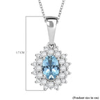 Santamaria Aquamarine & White Zircon Pendant with Chain (Size 20) in Rhodium Overlay Sterling Silver.