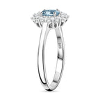 Santamaria Aquamarine & White Zircon Ring in Rhodium Overlay Sterling Silver.