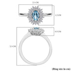 Santamaria Aquamarine & White Zircon Ring in Rhodium Overlay Sterling Silver.