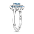 Santamaria Aquamarine & White Zircon Ring in Rhodium Overlay Sterling Silver.