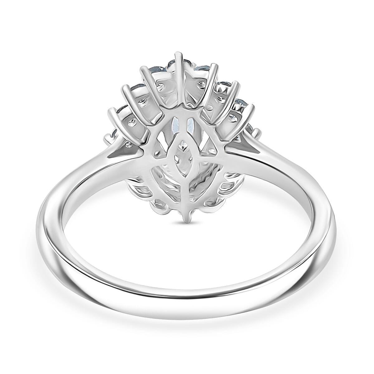 Santamaria Aquamarine &amp; White Zircon Ring in Rhodium Overlay Sterling Silver. 8067441 5