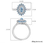 Santamaria Aquamarine & White Zircon Ring in Rhodium Overlay Sterling Silver.
