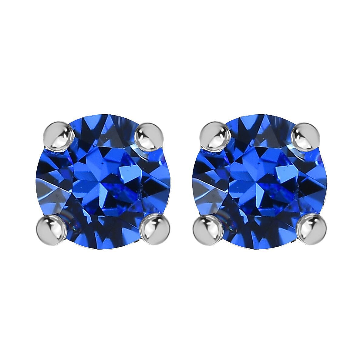Sapphire Austrian Crystal Stud Earrings in Sterling Silver 7592108 0