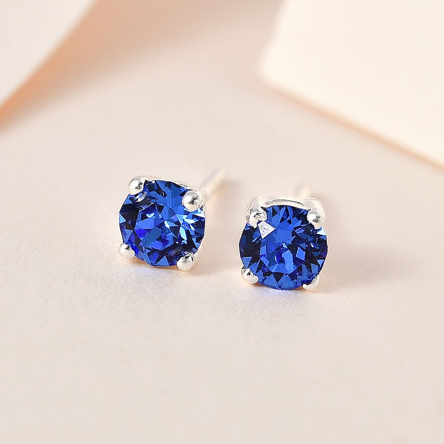 Sapphire Austrian Crystal Stud Earrings in Sterling Silver 7592108 1