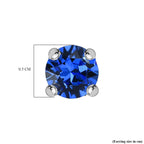 Sapphire Austrian Crystal Stud Earrings in Sterling Silver