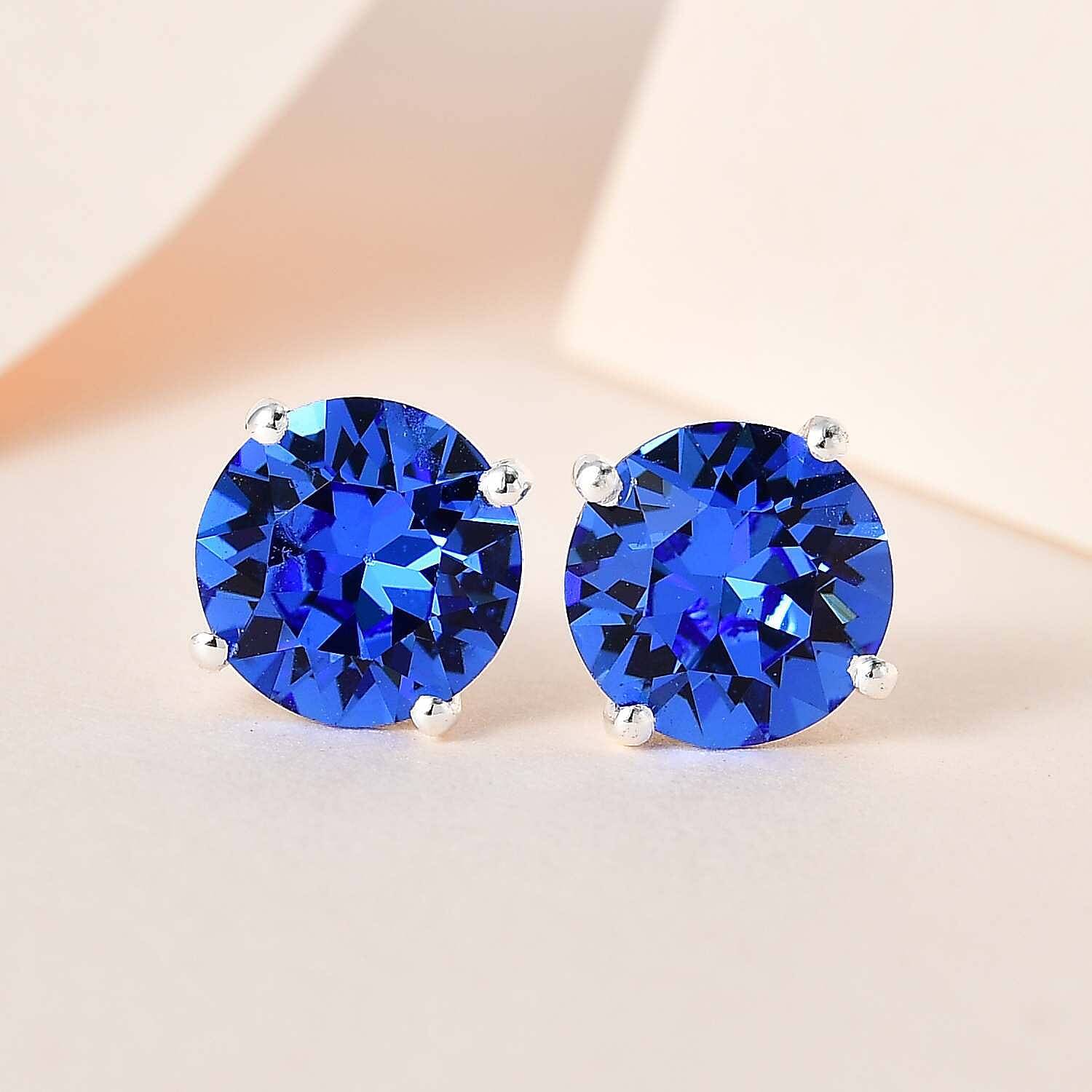 Sapphire Austrian Crystal Solitaire Stud Earrings in Sterling Silver 7591307 1