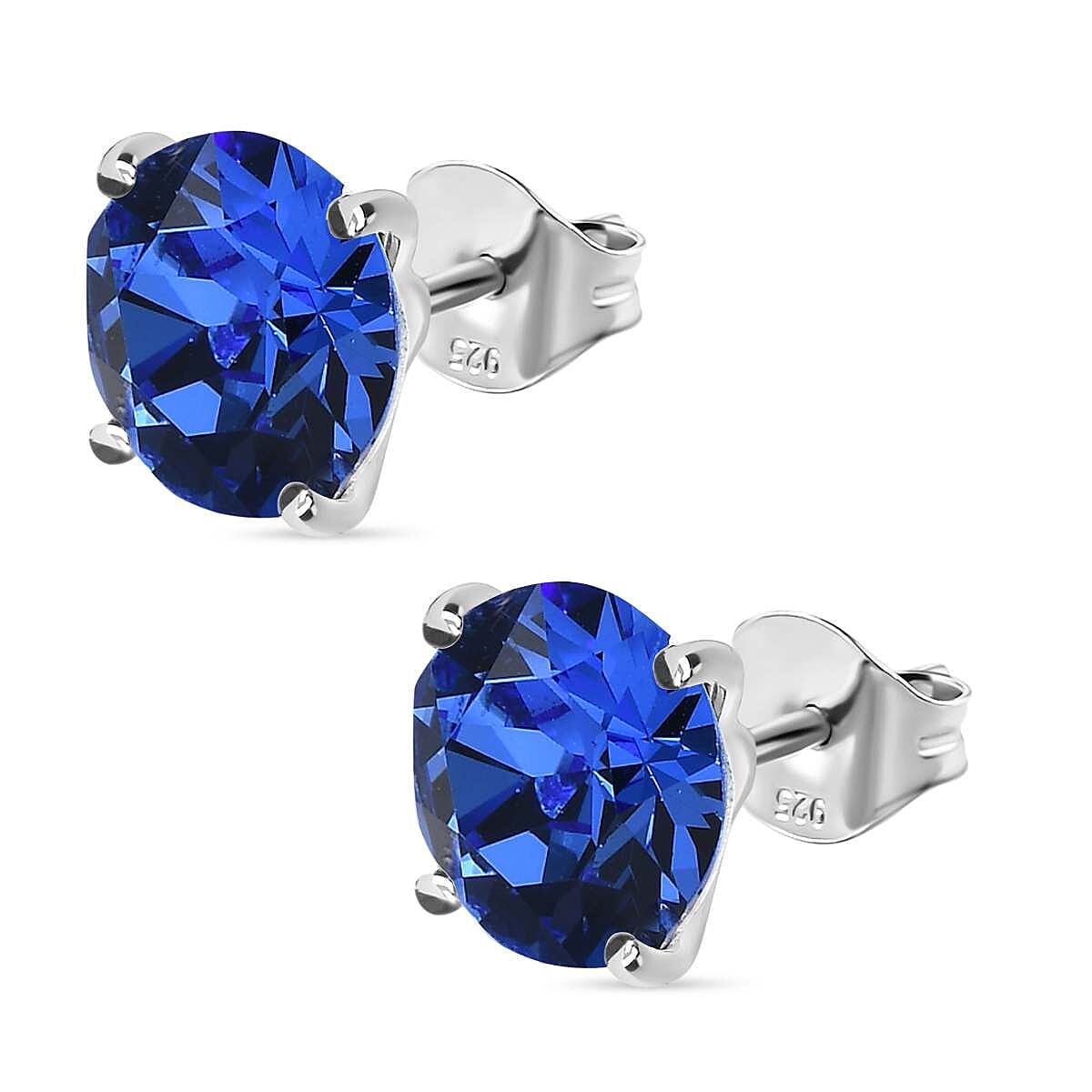 Sapphire Austrian Crystal Solitaire Stud Earrings in Sterling Silver 7591307 3