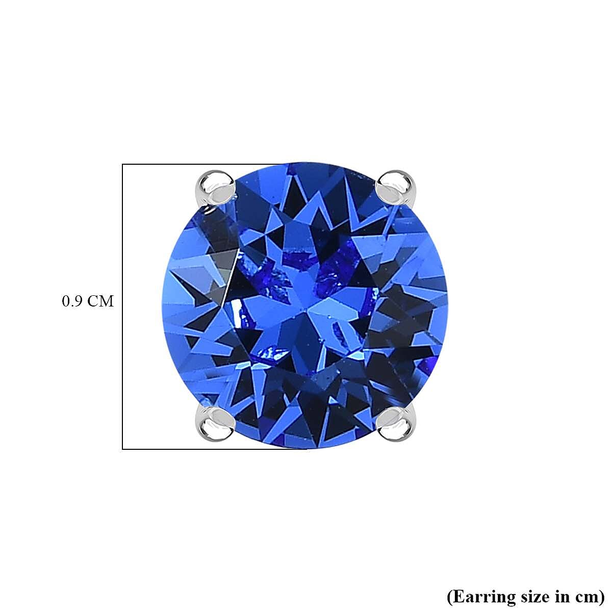 Sapphire Austrian Crystal Solitaire Stud Earrings in Sterling Silver 7591307 5