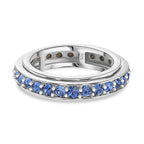 Sapphire Finest Austrian Crystal Eternity Band Ring in Platinum Overlay Sterling Silver