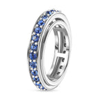 Sapphire Finest Austrian Crystal Eternity Band Ring in Platinum Overlay Sterling Silver