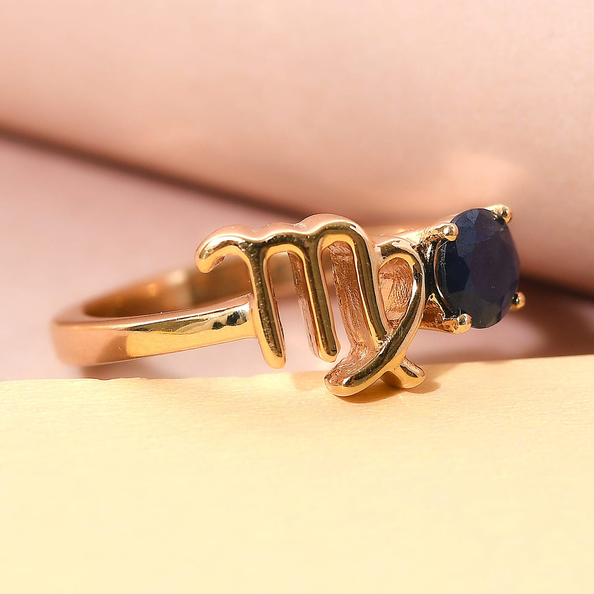 Sapphire September Birthstone Zodiac Virgo Sign Ring in Gold Plated Sterling Silver 3571637 2