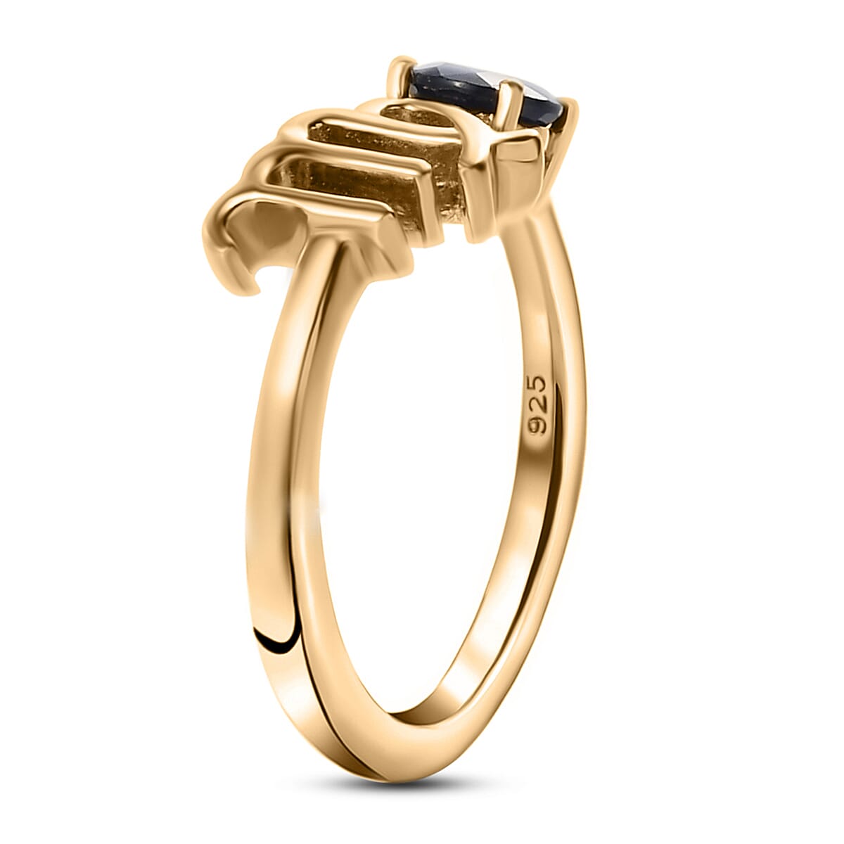 Sapphire September Birthstone Zodiac Virgo Sign Ring in Gold Plated Sterling Silver 3571637 4