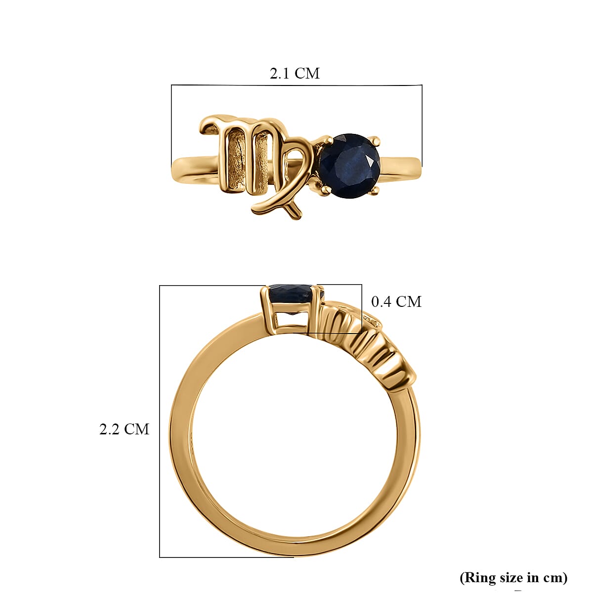 Sapphire September Birthstone Zodiac Virgo Sign Ring in Gold Plated Sterling Silver 3571637 6