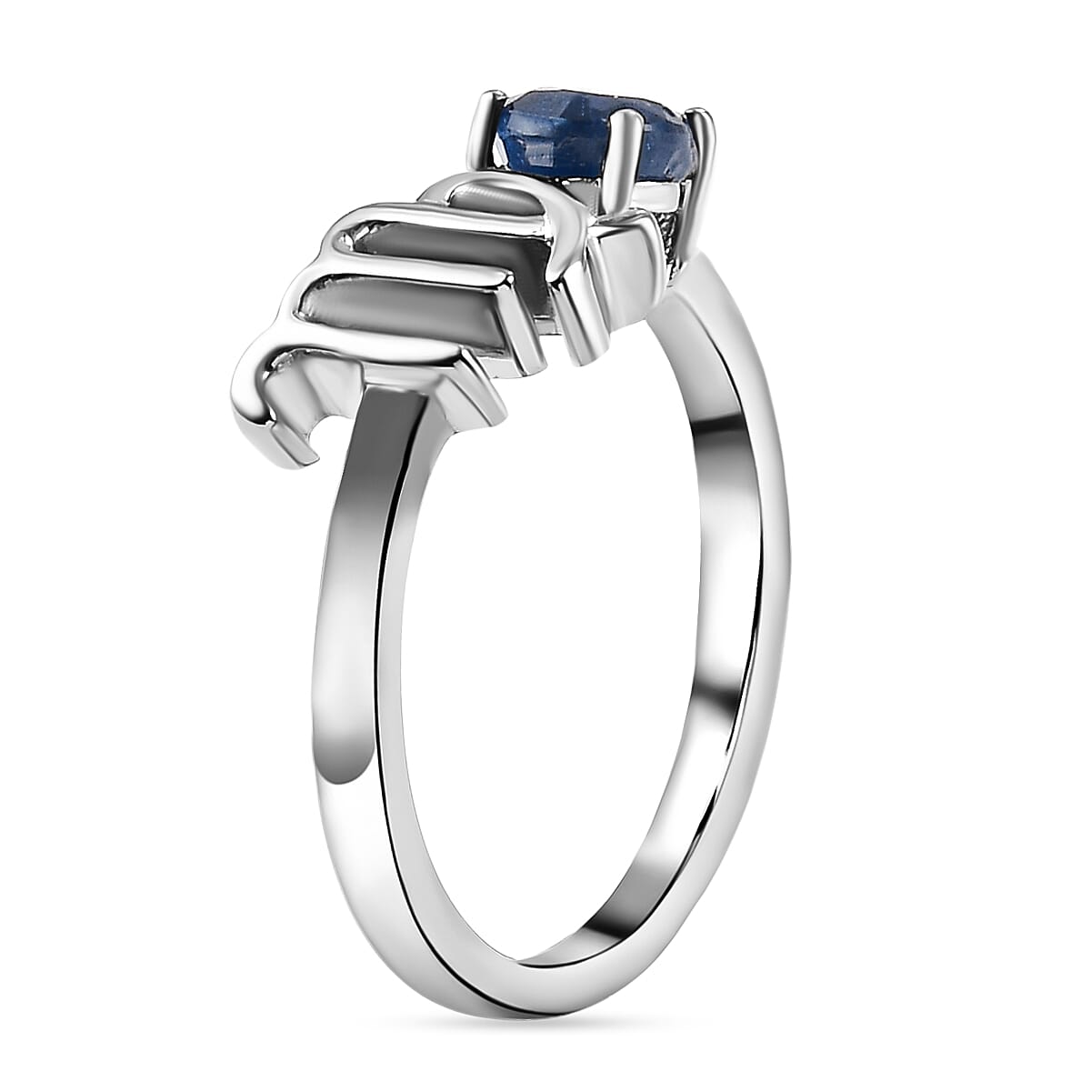 Sapphire September Birthstone Zodiac Virgo Sign Ring in Platinum Plated Sterling Silver 3571627 4