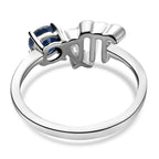 Madagascar Blue Sapphire Ring in Platinum Overlay Sterling Silver.