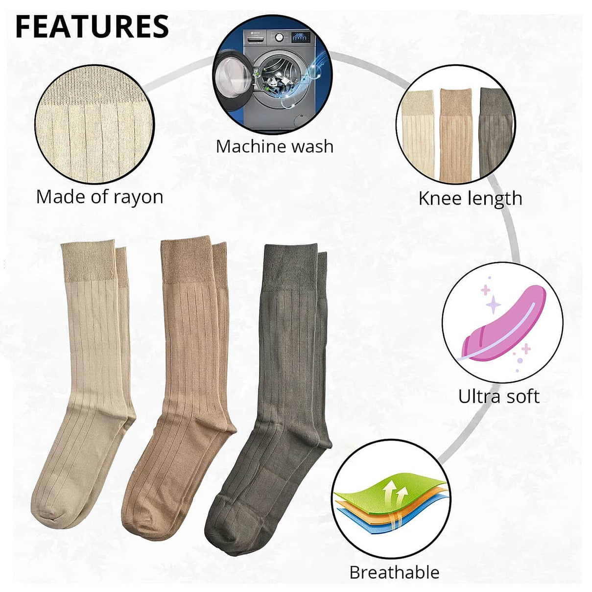 Savile Row Mens Rayon Dress Socks (Sizes 7-12) - Green, Khaki and Tan (Pack of 3) 7485513 1
