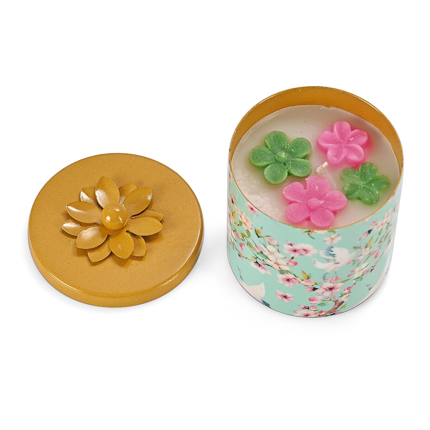 Scented Wax Candle in Floral Printed Metal Jar (250 ml) 8195424 0