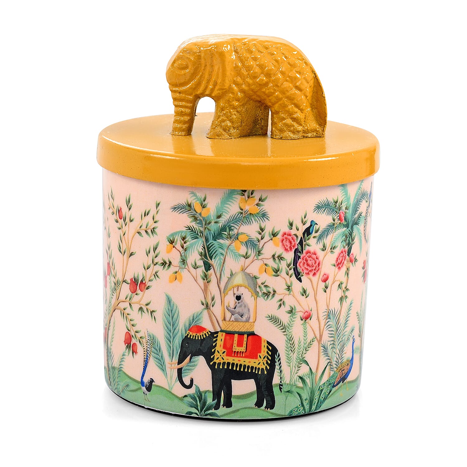 Scented Wax Candle in Jungle Elephant Print Metal Jar (250 ml) 8195397 3