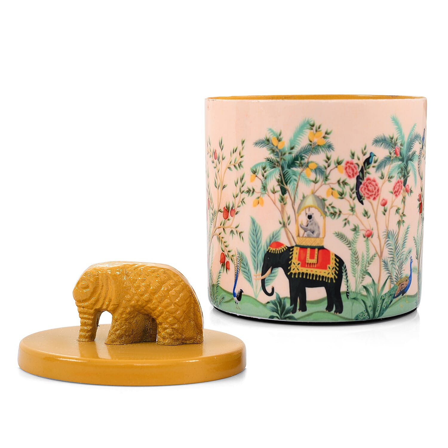 Scented Wax Candle in Jungle Elephant Print Metal Jar (250 ml) 8195397 4