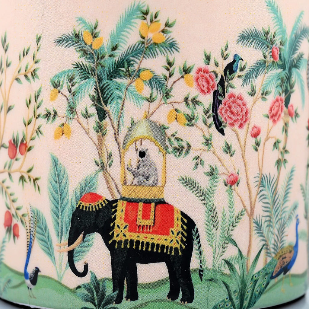 Scented Wax Candle in Jungle Elephant Print Metal Jar (250 ml)