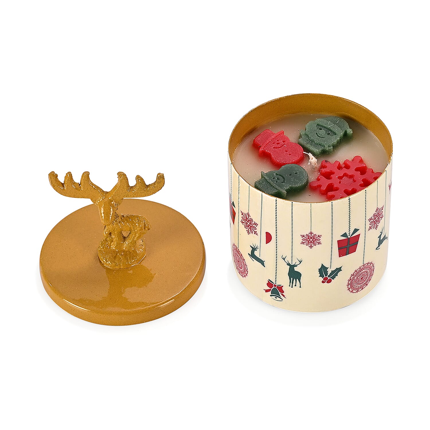 Scented Wax Candle in Reindeer Printed Metal Jar (250 ml) 8195422 0