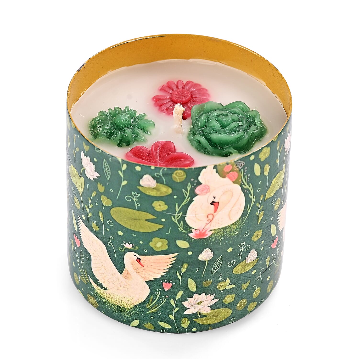 Scented Wax Candle in Swan &amp; Lily Printed Metal Jar (250 ml) 8195404 6