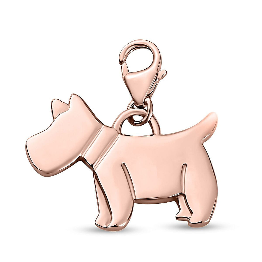 18K Rose Gold Vermeil Plated Sterling Silver Dog Charm