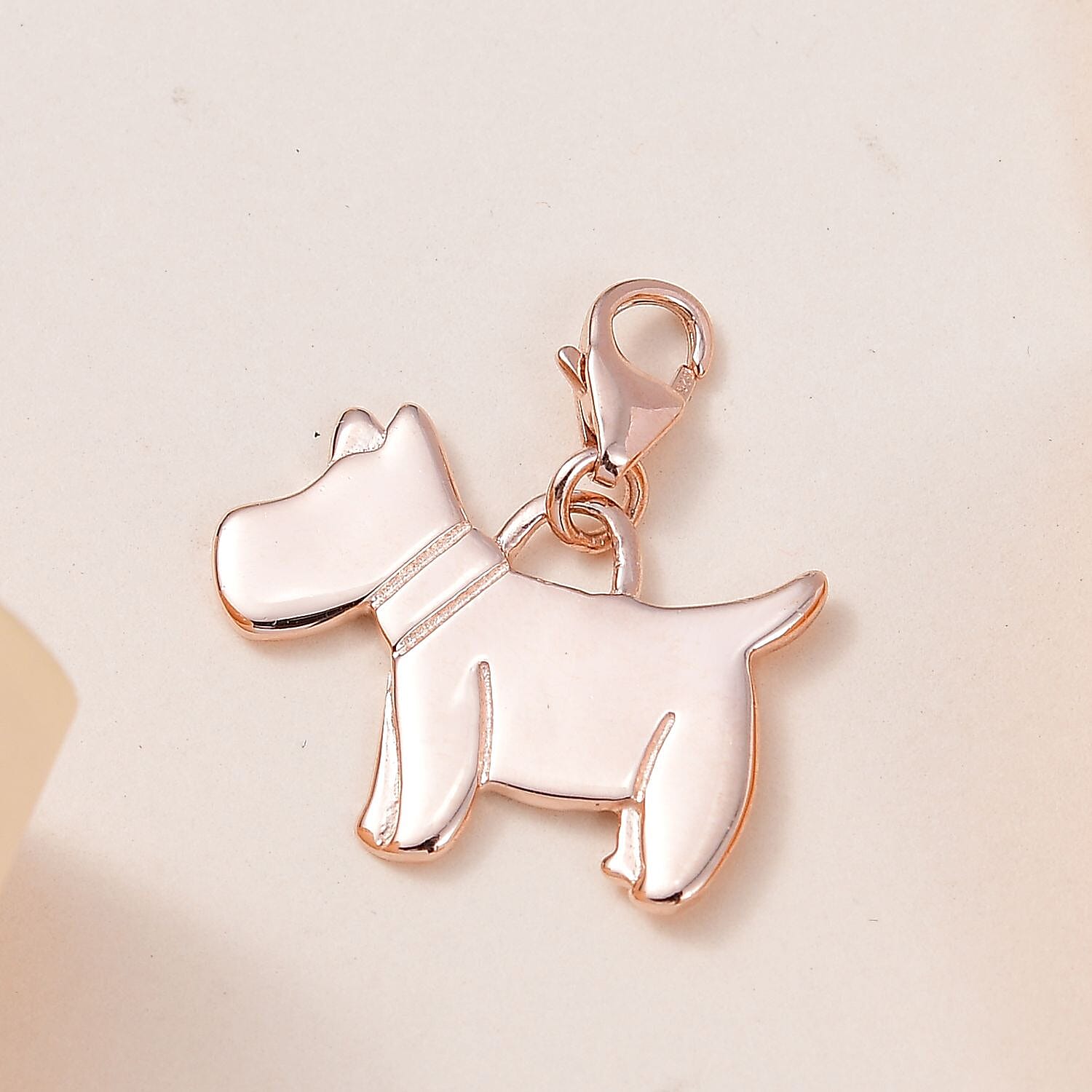 Scottish Terrier Dog Charm in Sterling Silver with 18K Vermeil Rose Gold V32488974 3
