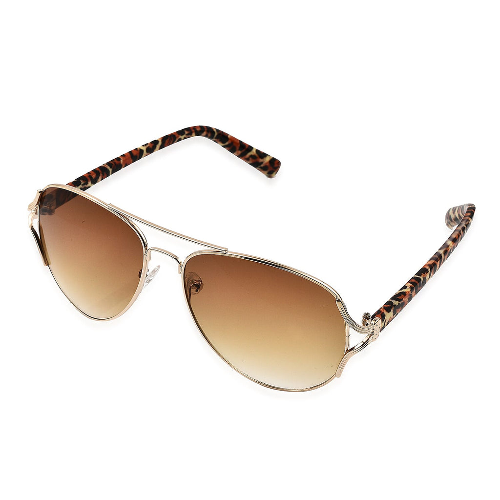 Scratch Resistant Animal Print Sunglasses with Ultra Violet Sun Ray Protection - Gold