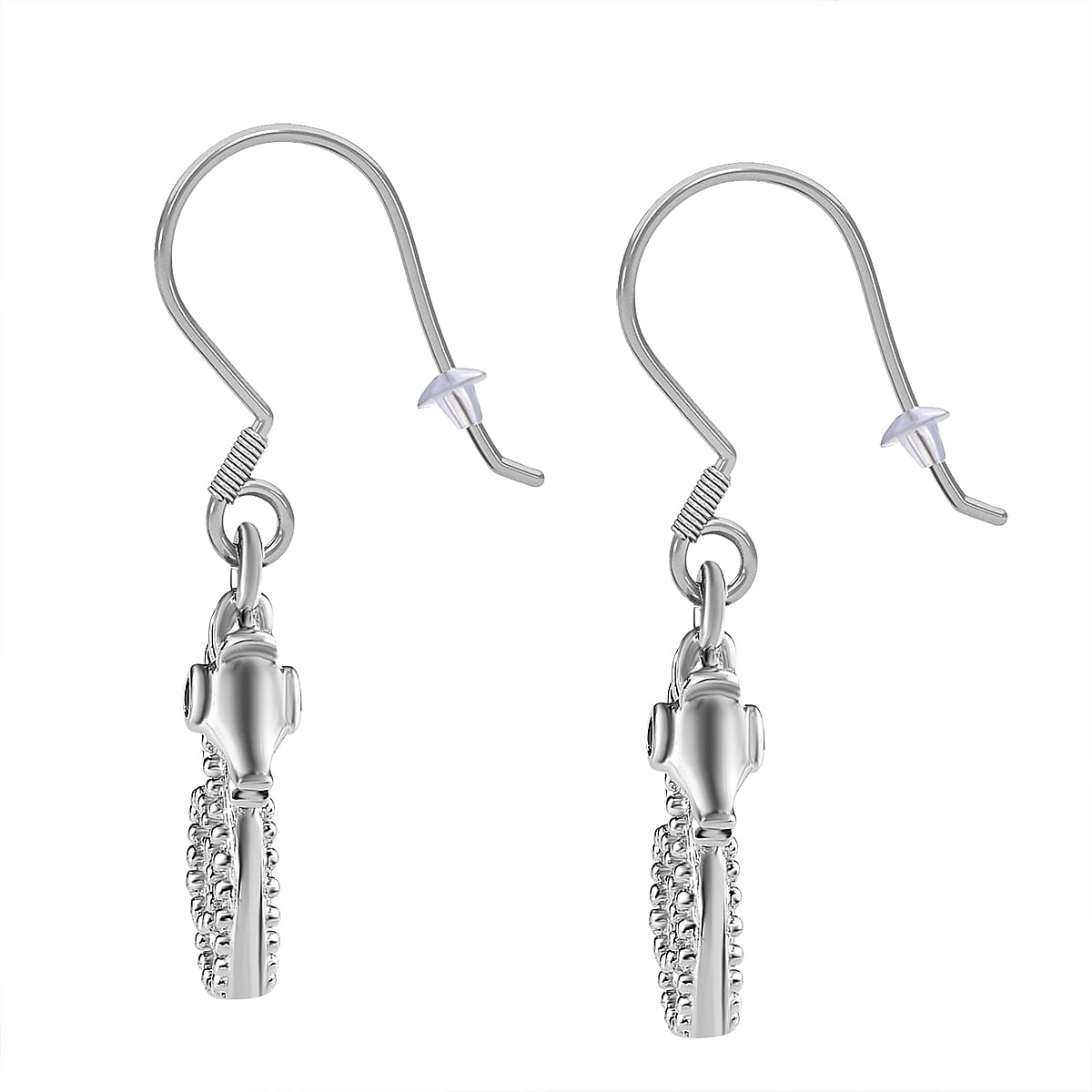 Seahorse Hook Earrings with Boi Ploi Black Spinel in Platinum and Gold Plated Silver V32699847 5