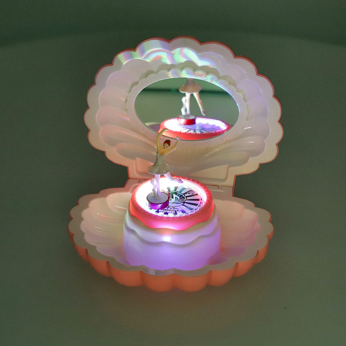 Seashell Music Mirror Jewellery Box with LED Light - Dark Pink 6272349 1