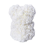 Lovely Rose Flower Bear with Bow Tie - White