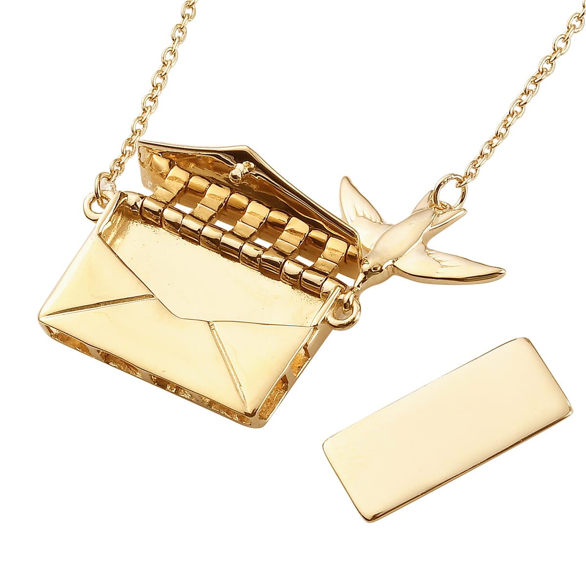 Secret Message Envelope Necklace with Bird in Gold Plated Silver Size 20 Inch 3735437 5