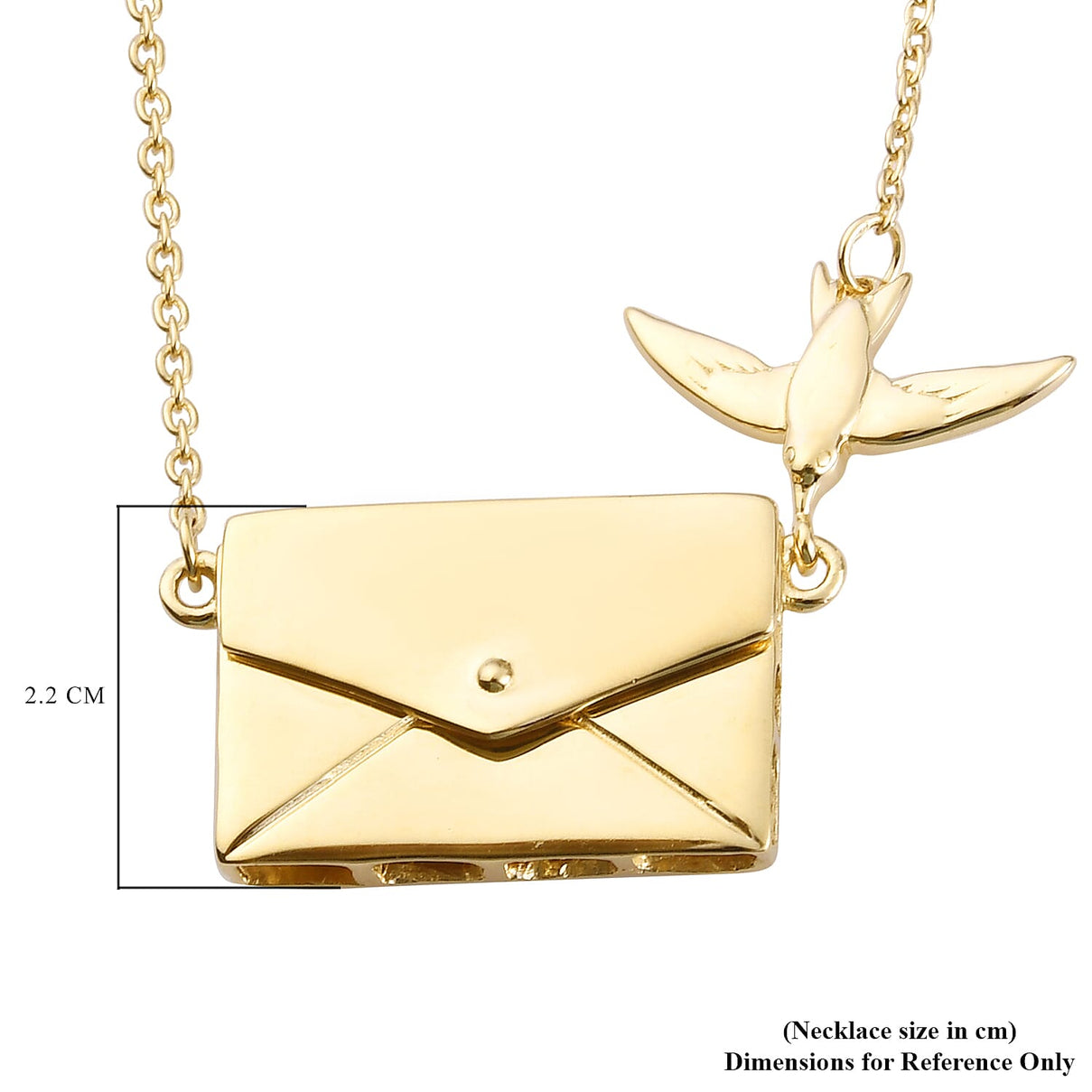 Secret Message Envelope Necklace with Bird in Gold Plated Silver Size 20 Inch 3735437 7